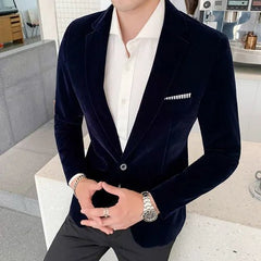 2023 Brand clothing Men Golden velvet suit/Male slim High quality business Blazers/Groom's Wedding Dress Men's jacket clothing - SHOWLU FASHION STORE