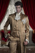 White embroidery men's 3-piece wedding suit set featuring slim fit tuxedo jacket, pants, and vest for grooms and formal occasions.