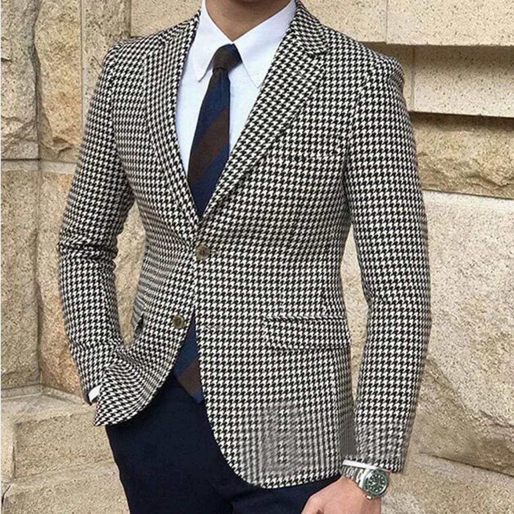 2023 Fashion Lattice Men's Suit Slim Fit Prom Wedding Suits for Men Groom Tuxedo Jacket Pants Set Custom Casual Formal 2 Piece - SHOWLU FASHION STORE