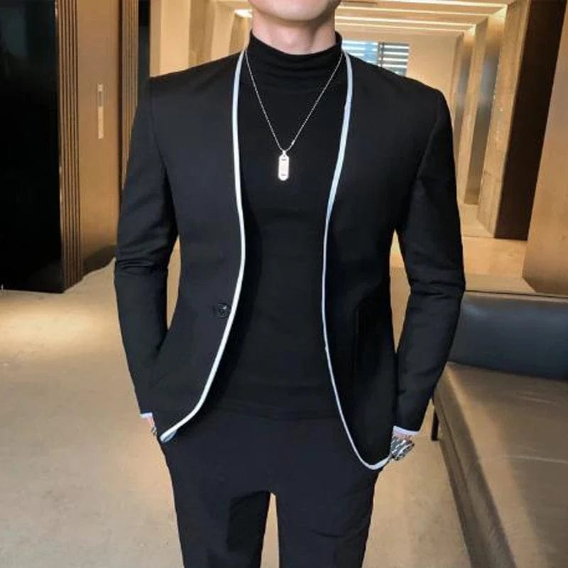 2023 Fashion Lattice Men's Suit Slim Fit Prom Wedding Suits for Men Groom Tuxedo Jacket Pants Set Custom Casual Formal 2 Piece - SHOWLU FASHION STORE