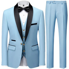 2023 Fashion New Men Casual Boutique Business Slim Wedding Host Formal Suit 3 Pcs Set Gold Button Jacket Dress Coat Pants Vest - SHOWLU FASHION STORE