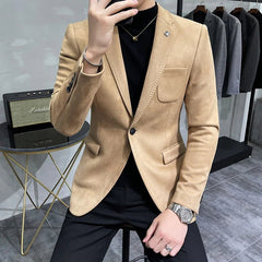 2023 Hombre Suit Leather Jacket Men Terno Masculino Men Clothing Deerskin Leather Jacket Blazer Men Casual Slim Blazer 6 Color - SHOWLU FASHION STORE