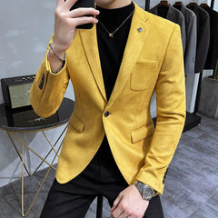 2023 Hombre Suit Leather Jacket Men Terno Masculino Men Clothing Deerskin Leather Jacket Blazer Men Casual Slim Blazer 6 Color - SHOWLU FASHION STORE