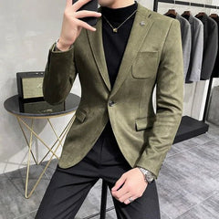 2023 Hombre Suit Leather Jacket Men Terno Masculino Men Clothing Deerskin Leather Jacket Blazer Men Casual Slim Blazer 6 Color - SHOWLU FASHION STORE