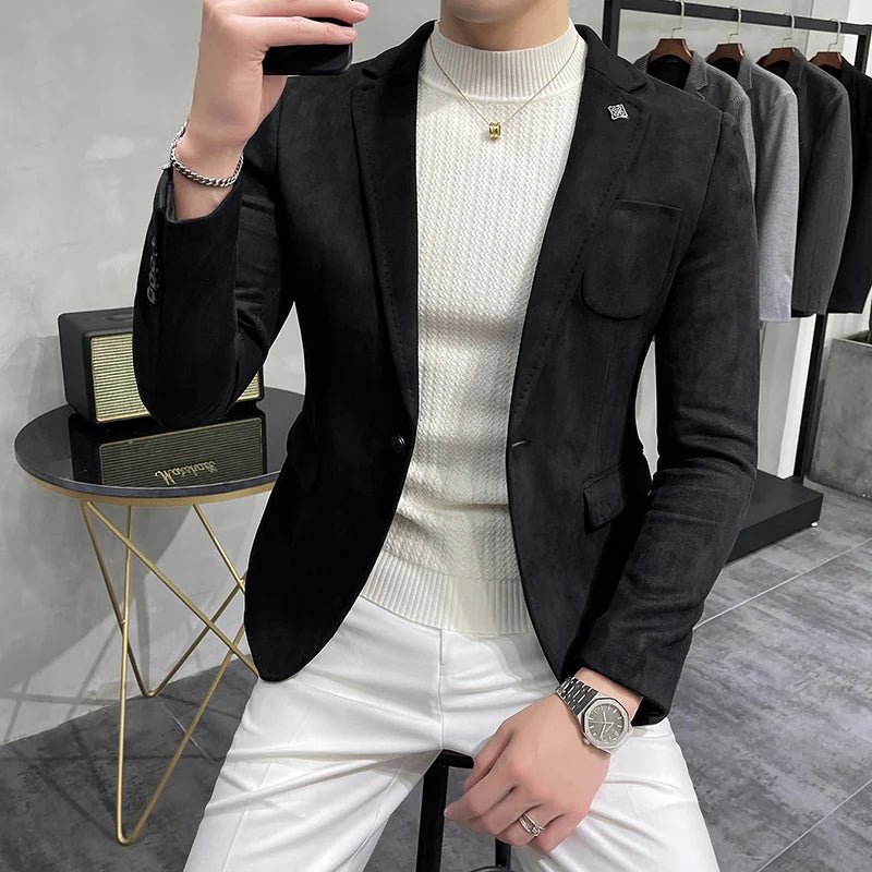 2023 Hombre Suit Leather Jacket Men Terno Masculino Men Clothing Deerskin Leather Jacket Blazer Men Casual Slim Blazer 6 Color - SHOWLU FASHION STORE