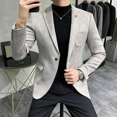 2023 Hombre Suit Leather Jacket Men Terno Masculino Men Clothing Deerskin Leather Jacket Blazer Men Casual Slim Blazer 6 Color - SHOWLU FASHION STORE