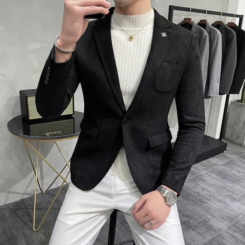 2023 Hombre Suit Leather Jacket Men Terno Masculino Men Clothing Deerskin Leather Jacket Blazer Men Casual Slim Blazer 6 Color - SHOWLU FASHION STORE