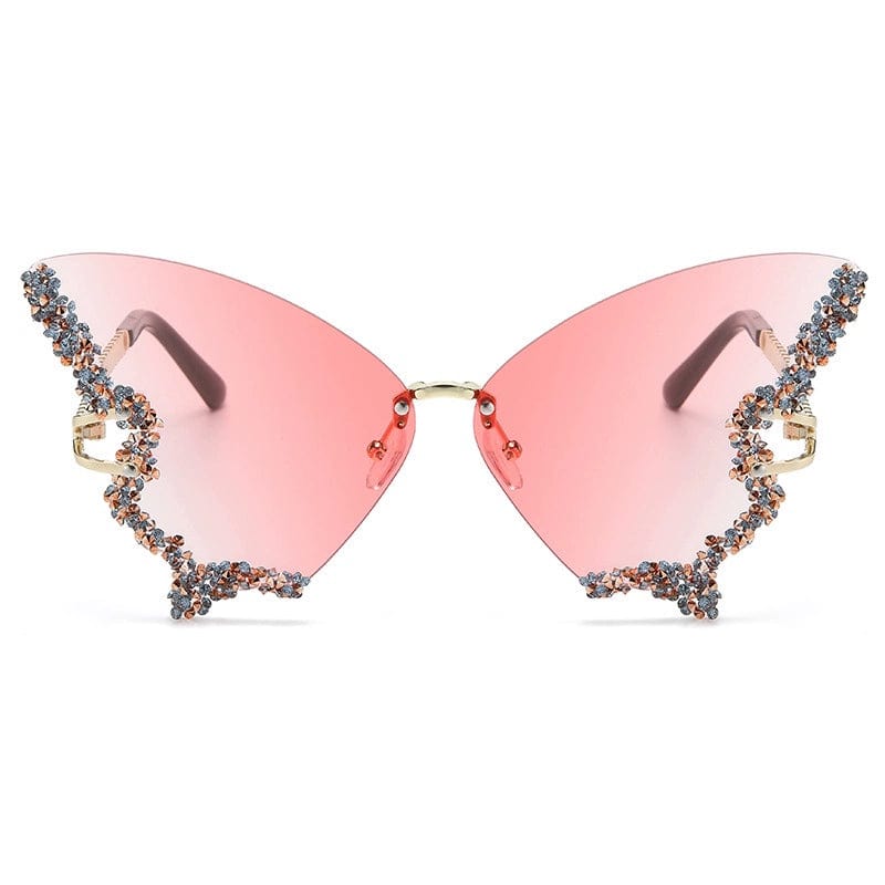 2023 Internet Celebrity Diamond Butterfly Sunglasses Women's Fashionable Korean Style Elegant Square round Face Slim Looking Street Shot UV - Proof Sunglasses - SHOWLU FASHION STORE