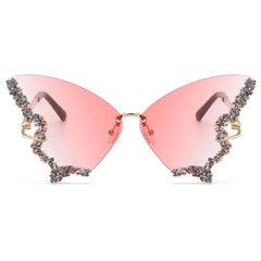 2023 Internet Celebrity Diamond Butterfly Sunglasses Women's Fashionable Korean Style Elegant Square round Face Slim Looking Street Shot UV - Proof Sunglasses - SHOWLU FASHION STORE