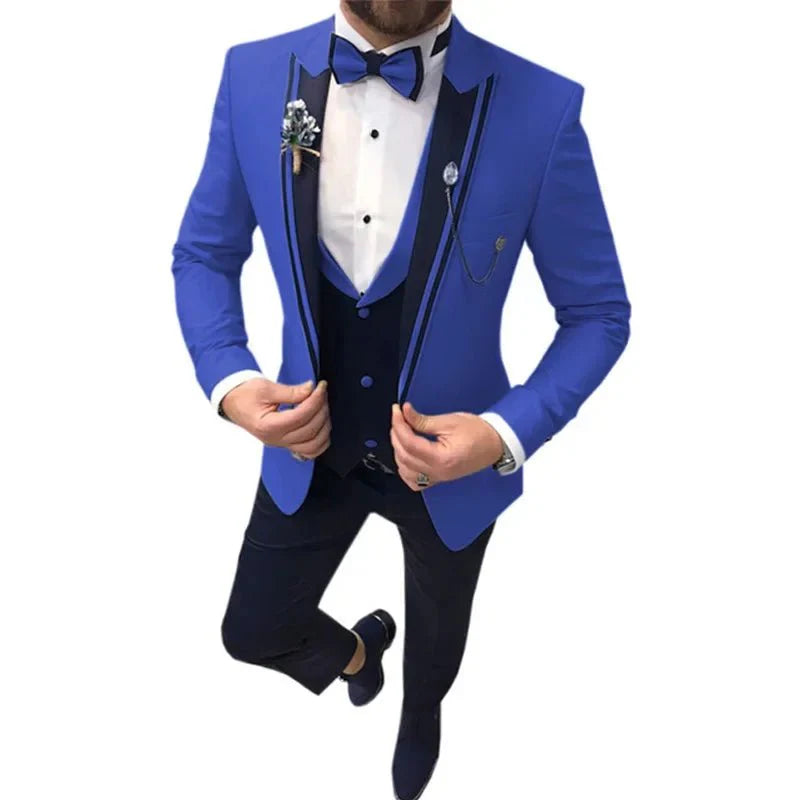 Slim fit three-piece business suit by SHOWLU FASHION STORE, featuring a cotton blend fabric, lapel, and classic tailored design.