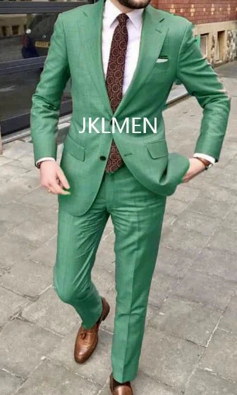 Men's skinny fit 2-piece suit by SHOWLU FASHION STORE featuring a cotton wedding tuxedo with notched lapel, ideal for business or formal events.
