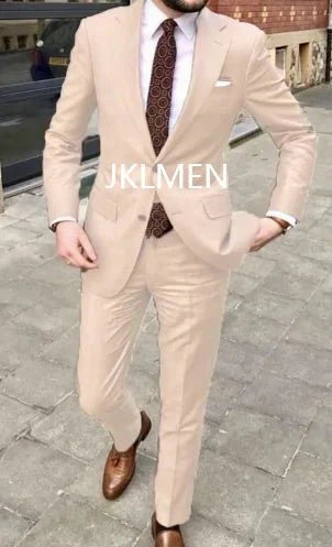 Elegant men's skinny fit 2-piece suit by SHOWLU FASHION, featuring notched lapels, suitable for weddings, business, and formal events.