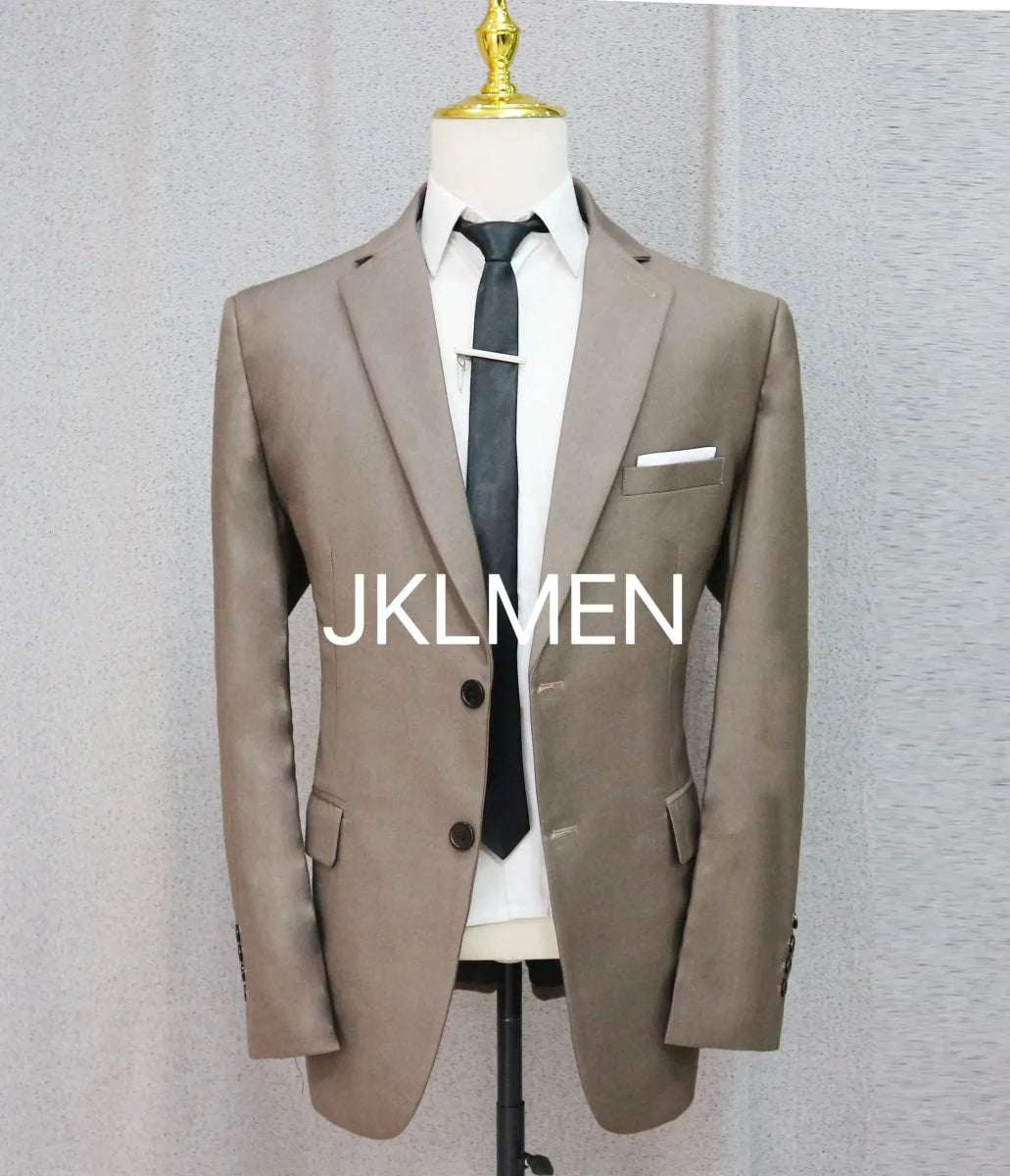 Men's skinny fit 2-piece suit by SHOWLU FASHION STORE, casual cotton tuxedo with notched lapel for wedding and business occasions.