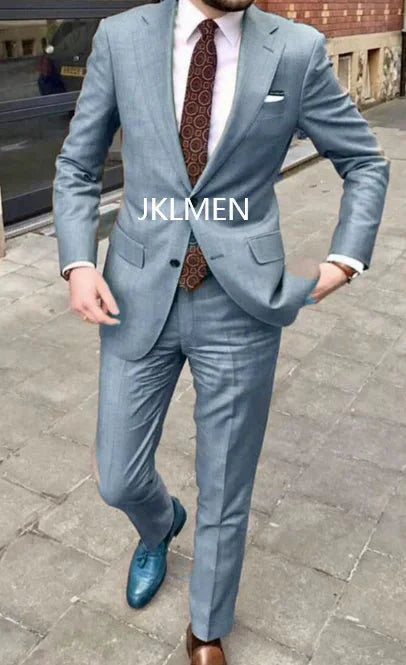 Men's skinny fit 2-piece suit by SHOWLU FASHION STORE, featuring a stylish cotton tuxedo with notched lapel for business or wedding.