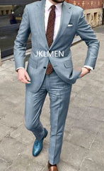 2023 Men's Suit Handsome Casual 2 Piece Suit For Men Wedding Tuxedos Notched Lapel Groomsmen Business Prom Blazer - SHOWLU FASHION STORE