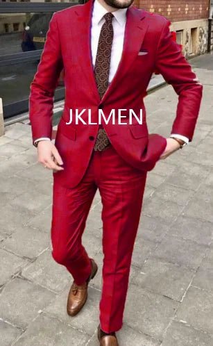 Men's skinny fit 2-piece suit by SHOWLU FASHION STORE, featuring a cotton tuxedo with notched lapel for wedding or business wear.