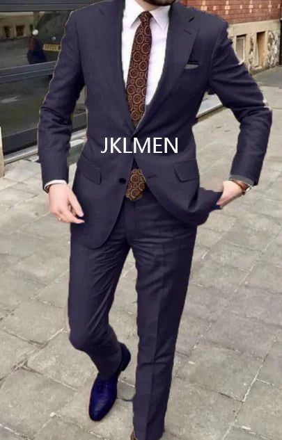 Men's skinny fit 2-piece suit by SHOWLU FASHION STORE, featuring a cotton wedding tuxedo with notched lapel and tailored fit.
