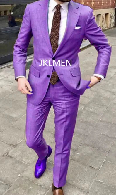 Men's skinny fit 2-piece suit by SHOWLU FASHION STORE, featuring notched lapels, tailored trousers, ideal for weddings and business.