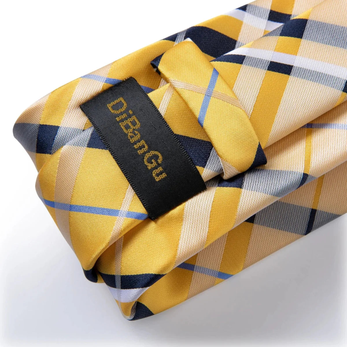Yellow plaid silk tie set for men with cufflinks and brooch pin, stylish wedding accessories and gift from SHOWLU FASHION STORE
