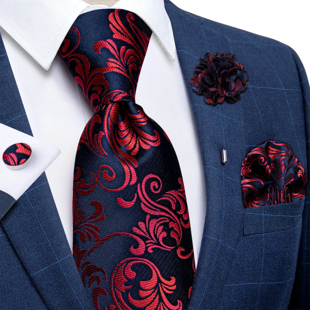 Yellow plaid silk tie set for men with cufflinks, pin, and handkerchief, perfect for weddings and formal occasions.