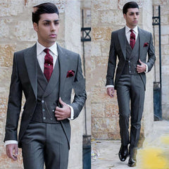 2023 New Fashion Dark Brown Men Suits Slim Fit 3 Piece Wedding Tuxedo for Groom Business Male Fashion Formal (Jacket+Pants+Vest - SHOWLU FASHION STORE