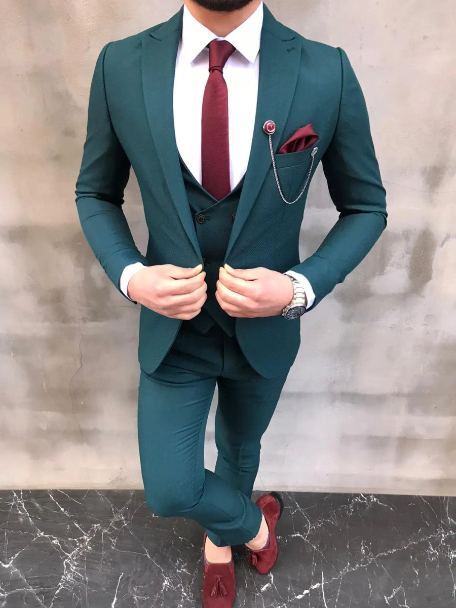 2023 New Fashion Dark Brown Men Suits Slim Fit 3 Piece Wedding Tuxedo for Groom Business Male Fashion Formal (Jacket+Pants+Vest - SHOWLU FASHION STORE