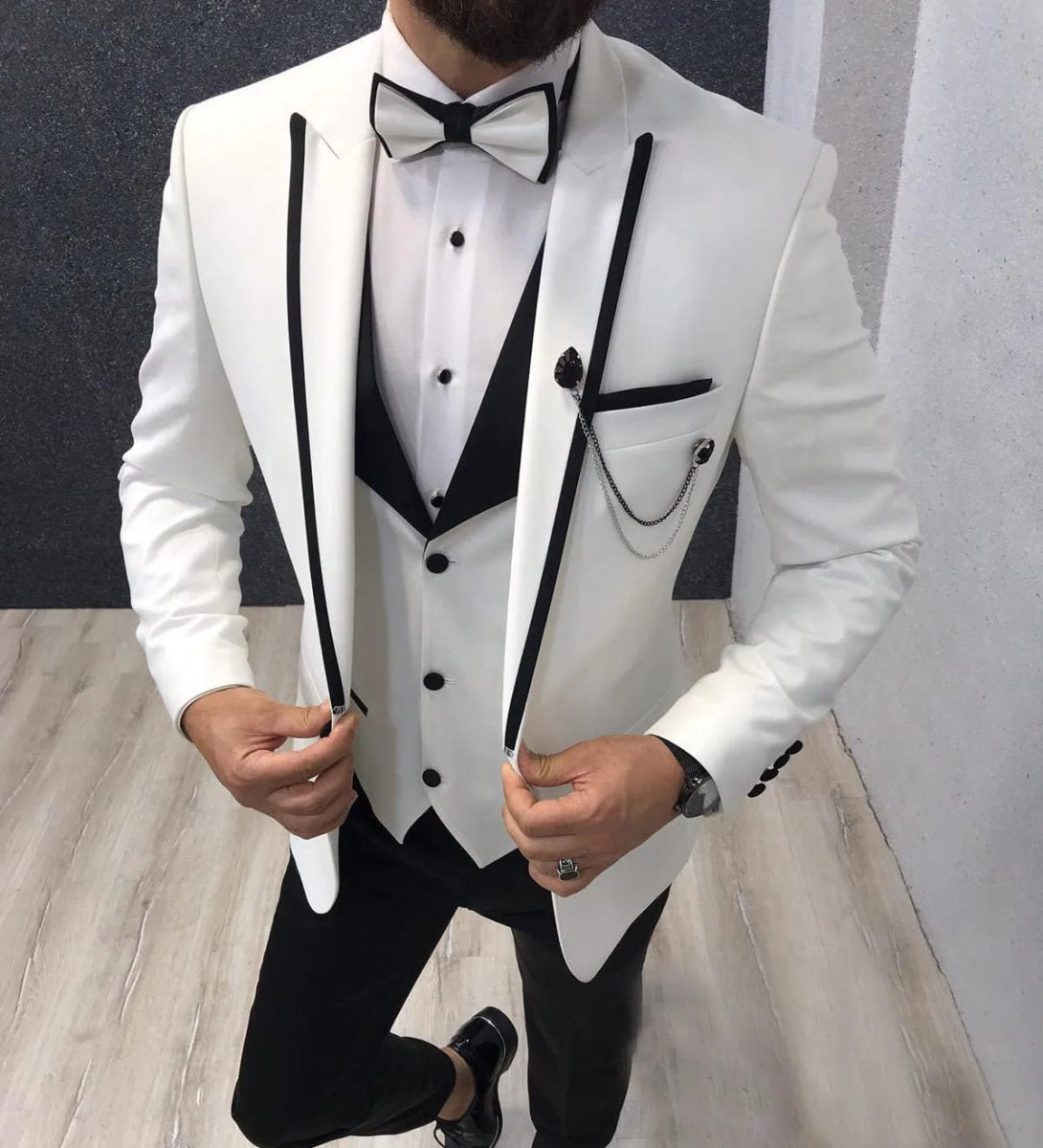 2023 New Fashion Dark Brown Men Suits Slim Fit 3 Piece Wedding Tuxedo for Groom Business Male Fashion Formal (Jacket+Pants+Vest - SHOWLU FASHION STORE