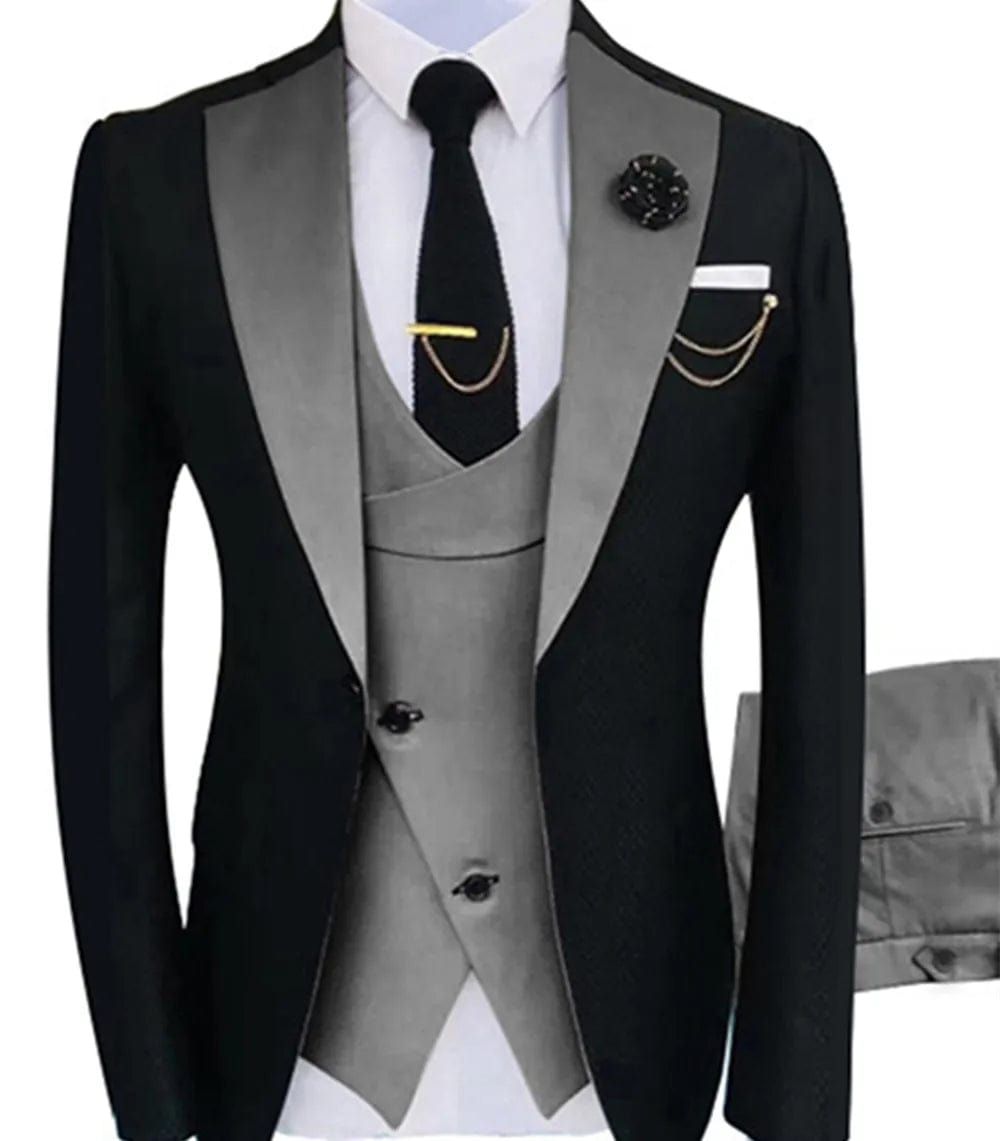 2023 New Fashion Dark Brown Men Suits Slim Fit 3 Piece Wedding Tuxedo for Groom Business Male Fashion Formal (Jacket+Pants+Vest - SHOWLU FASHION STORE