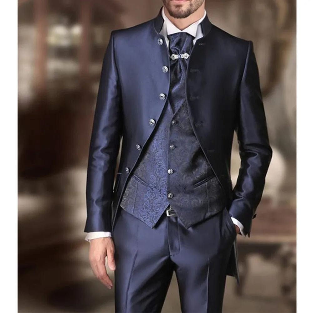 2023 New Fashion Dark Brown Men Suits Slim Fit 3 Piece Wedding Tuxedo for Groom Business Male Fashion Formal (Jacket+Pants+Vest - SHOWLU FASHION STORE