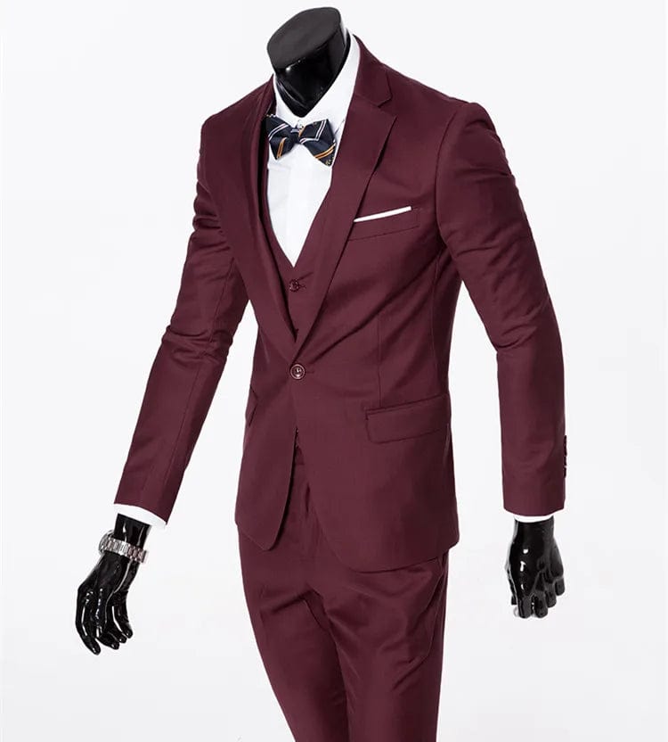 2023 New Fashion Dark Brown Men Suits Slim Fit 3 Piece Wedding Tuxedo for Groom Business Male Fashion Formal (Jacket+Pants+Vest - SHOWLU FASHION STORE