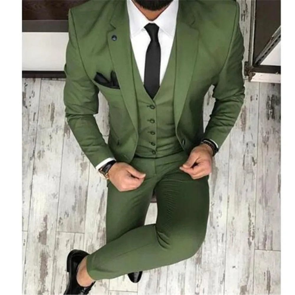 2023 New Fashion Dark Brown Men Suits Slim Fit 3 Piece Wedding Tuxedo for Groom Business Male Fashion Formal (Jacket+Pants+Vest - SHOWLU FASHION STORE