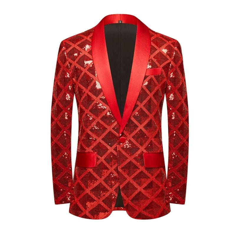 Men's sequin square blazer by SHOWLU Fashion Store, slim fit casual dance jacket with shiny sequins and modern style.