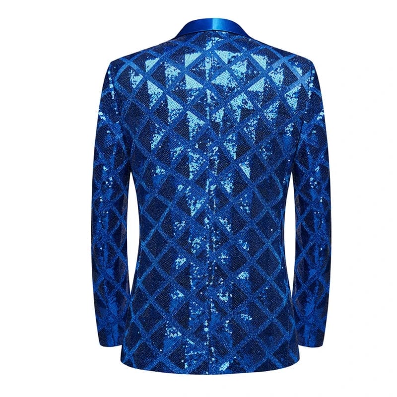 SHOWLU Men's sequin square blazer, slim fit casual dance jacket with high-quality, stylish design, perfect for fashionable occasions.