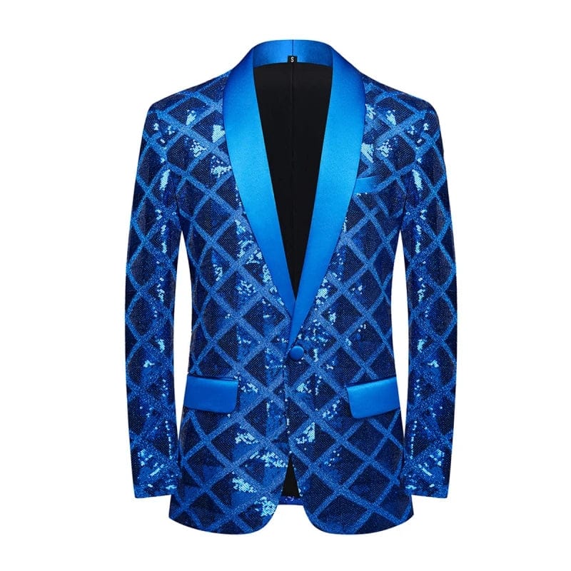 SHOWLU Men's sequin square blazer, slim fit casual dance suit jacket with high-quality, stylish design, perfect for fashionable occasions