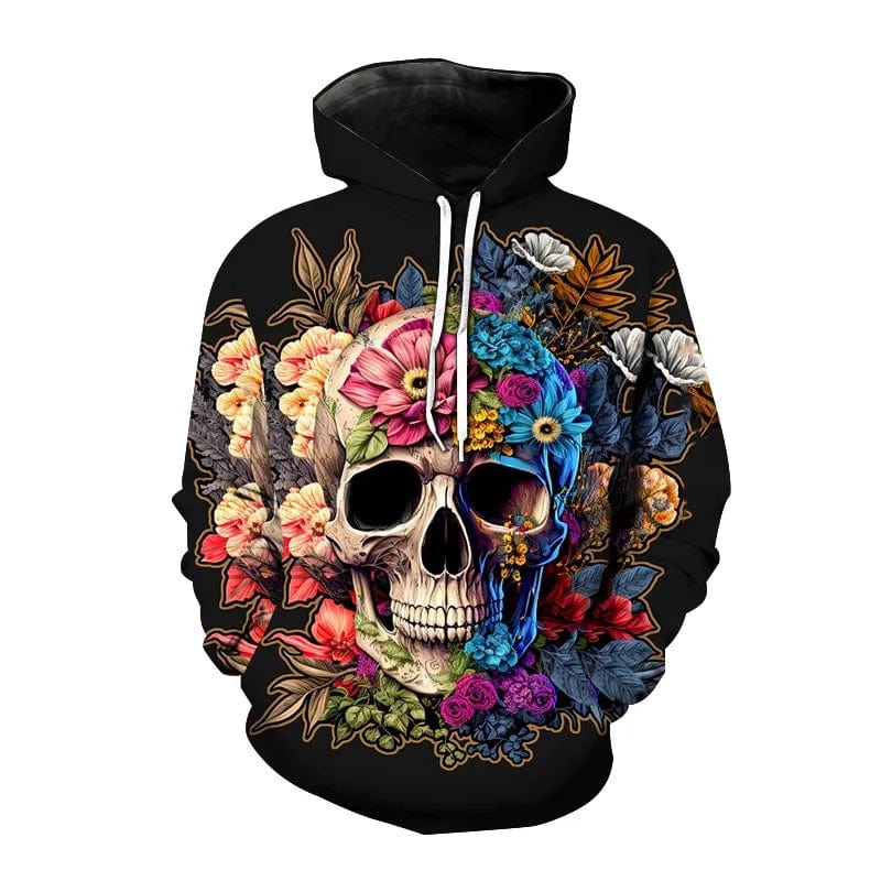 2023 New Men ‘s Hooded Hip Hop Sweatshirt 3D Skull head print Fashion Hip Hop Casual Loose Long Sleeve Hooded Sweatshirt 2XS5XL - SHOWLU FASHION STORE