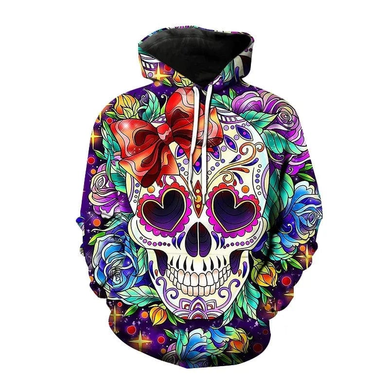 2023 New Men ‘s Hooded Hip Hop Sweatshirt 3D Skull head print Fashion Hip Hop Casual Loose Long Sleeve Hooded Sweatshirt 2XS5XL - SHOWLU FASHION STORE