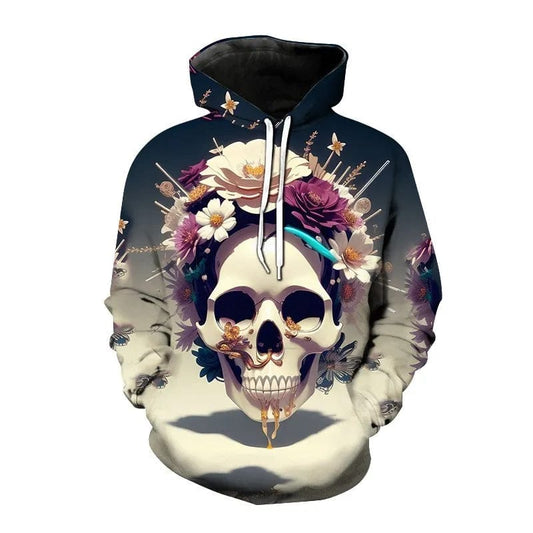 2023 New Men ‘s Hooded Hip Hop Sweatshirt 3D Skull head print Fashion Hip Hop Casual Loose Long Sleeve Hooded Sweatshirt 2XS5XL - SHOWLU FASHION STORE