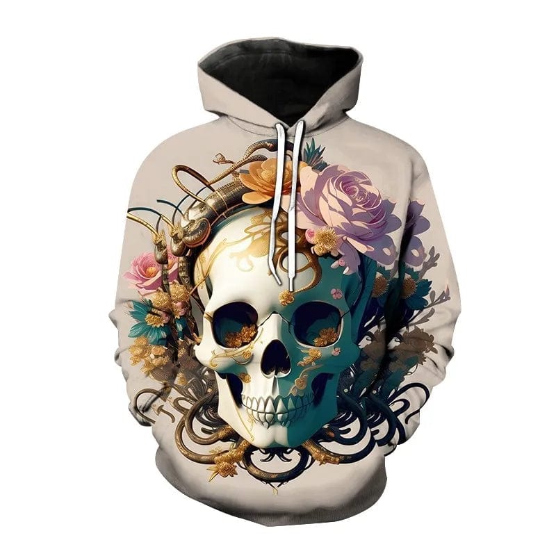 2023 New Men ‘s Hooded Hip Hop Sweatshirt 3D Skull head print Fashion Hip Hop Casual Loose Long Sleeve Hooded Sweatshirt 2XS5XL - SHOWLU FASHION STORE