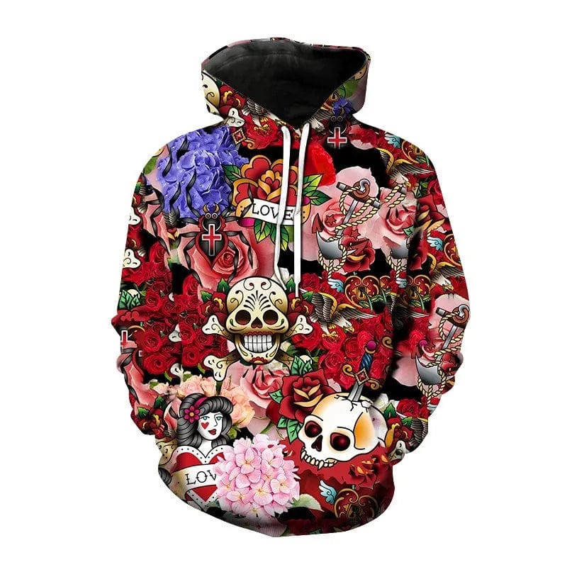 2023 New Men ‘s Hooded Hip Hop Sweatshirt 3D Skull head print Fashion Hip Hop Casual Loose Long Sleeve Hooded Sweatshirt 2XS5XL - SHOWLU FASHION STORE