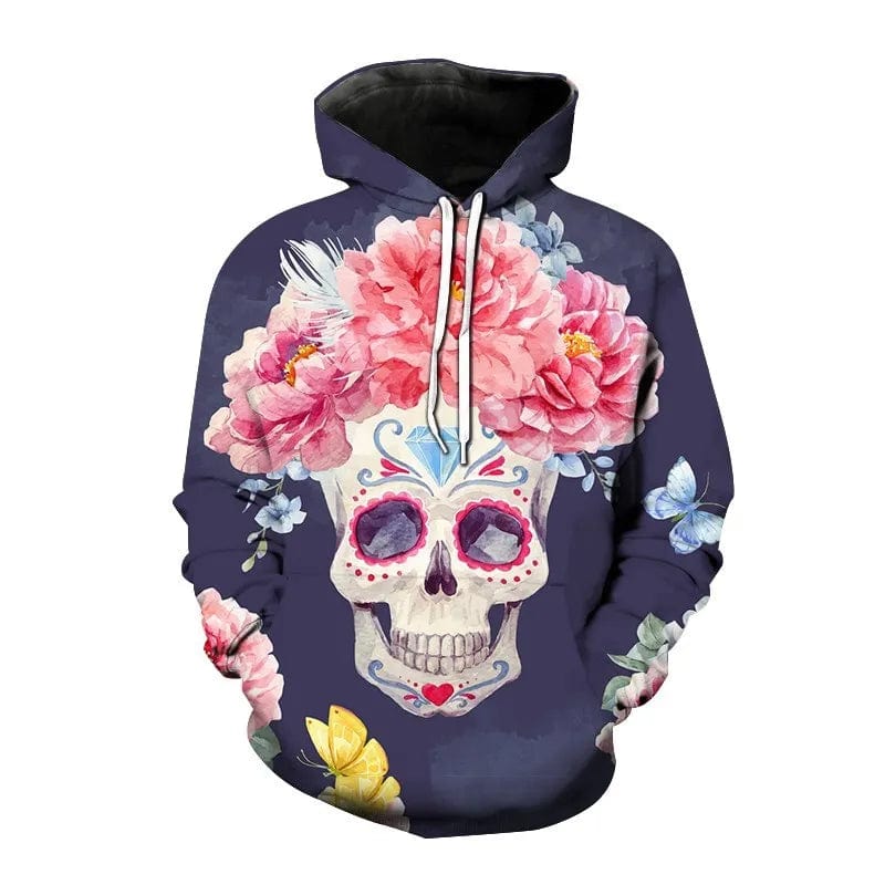 2023 New Men ‘s Hooded Hip Hop Sweatshirt 3D Skull head print Fashion Hip Hop Casual Loose Long Sleeve Hooded Sweatshirt 2XS5XL - SHOWLU FASHION STORE