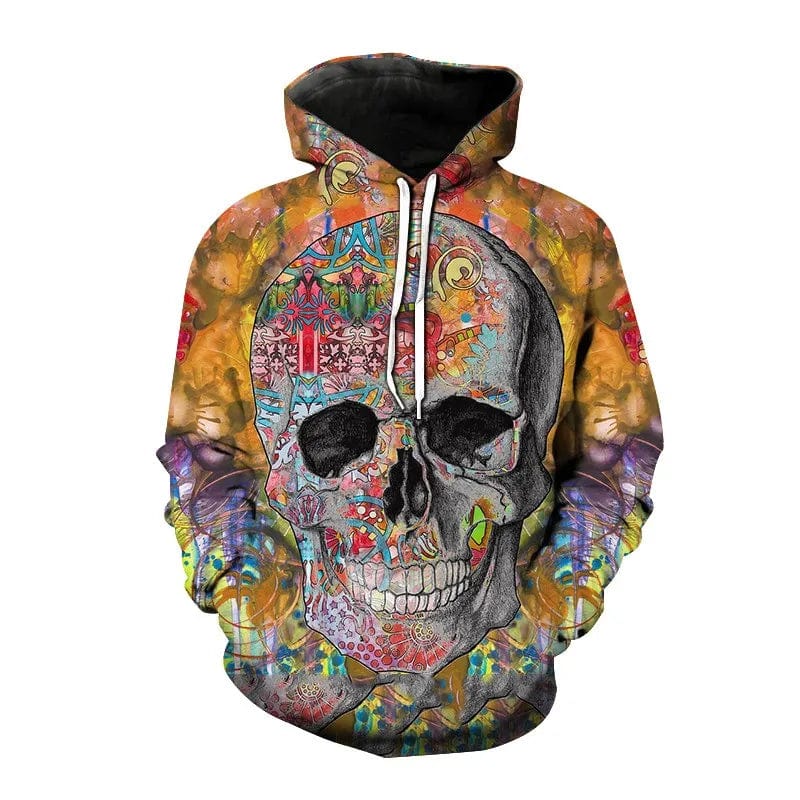 2023 New Men ‘s Hooded Hip Hop Sweatshirt 3D Skull head print Fashion Hip Hop Casual Loose Long Sleeve Hooded Sweatshirt 2XS5XL - SHOWLU FASHION STORE