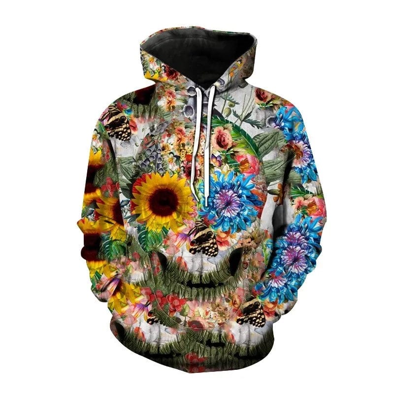 2023 New Men ‘s Hooded Hip Hop Sweatshirt 3D Skull head print Fashion Hip Hop Casual Loose Long Sleeve Hooded Sweatshirt 2XS5XL - SHOWLU FASHION STORE