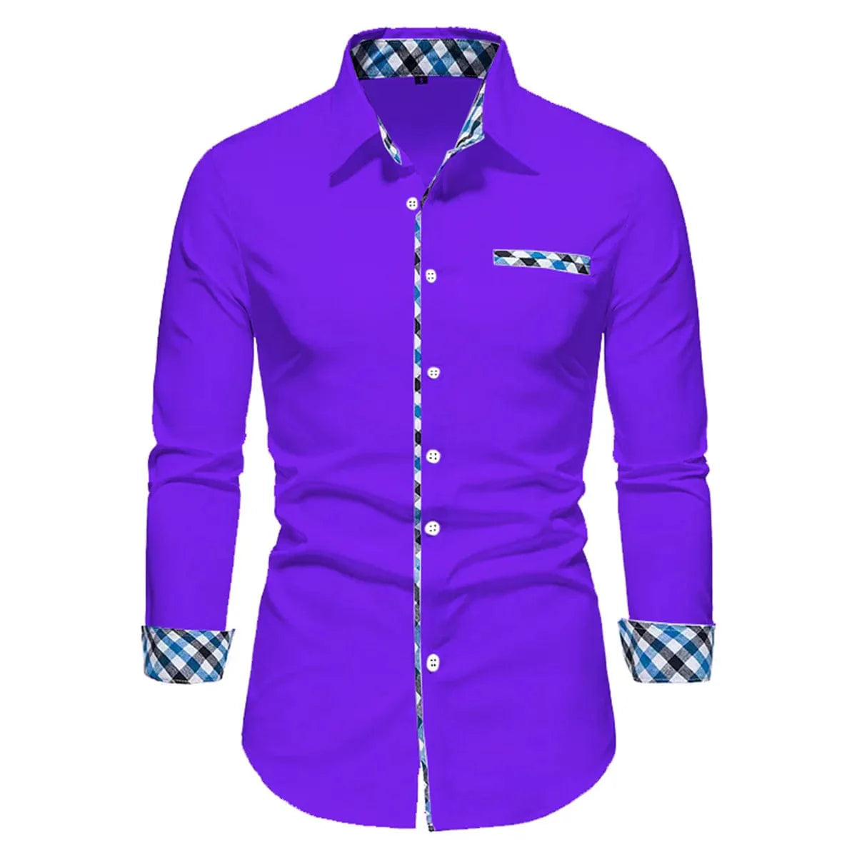 Showlu Men's long sleeve polo shirt in solid color with spliced design, suitable for business casual and outdoor wear.