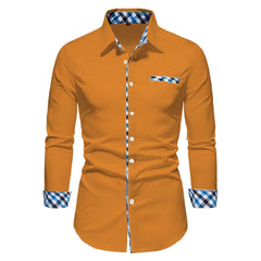2023 New Men's Business Casual Solid Color Spliced Long Sleeve Polo Shirt Outdoor Play Comfortable Soft Fabric Men's Top S - 6XL - SHOWLU FASHION STORE
