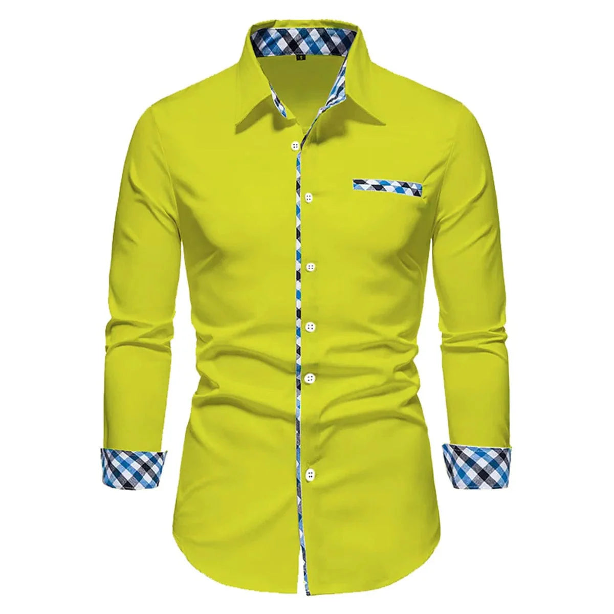 Showlu men's long sleeve polo shirt with spliced design, solid color, soft fabric, suitable for business casual and outdoor wear.