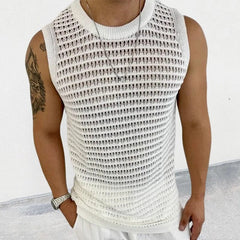 2023 New Men's Sweater Vest Solid Color Slim Sleeveless Knit T Shirts Streetwear Fashion Male Tops - SHOWLU FASHION STORE