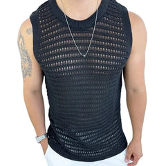 2023 New Men's Sweater Vest Solid Color Slim Sleeveless Knit T Shirts Streetwear Fashion Male Tops - SHOWLU FASHION STORE