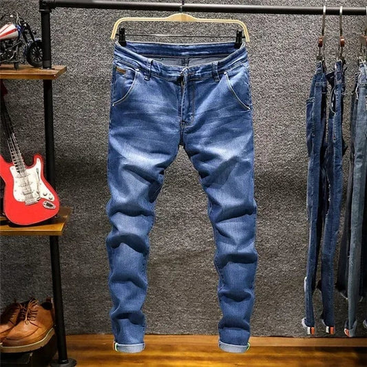 2023 Skinny Jeans Men Zipper Fly Slim Fit Denim Joggers Stretch Male Jean Pencil Pants Blue Men's Jeans Fashion Casual Hombre - SHOWLU FASHION STORE