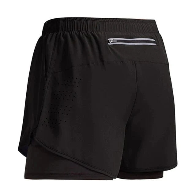 Men's 2-in-1 running shorts by Showlu Fashion Store featuring quick-dry fabric, suitable for gym, training, and beach activities.