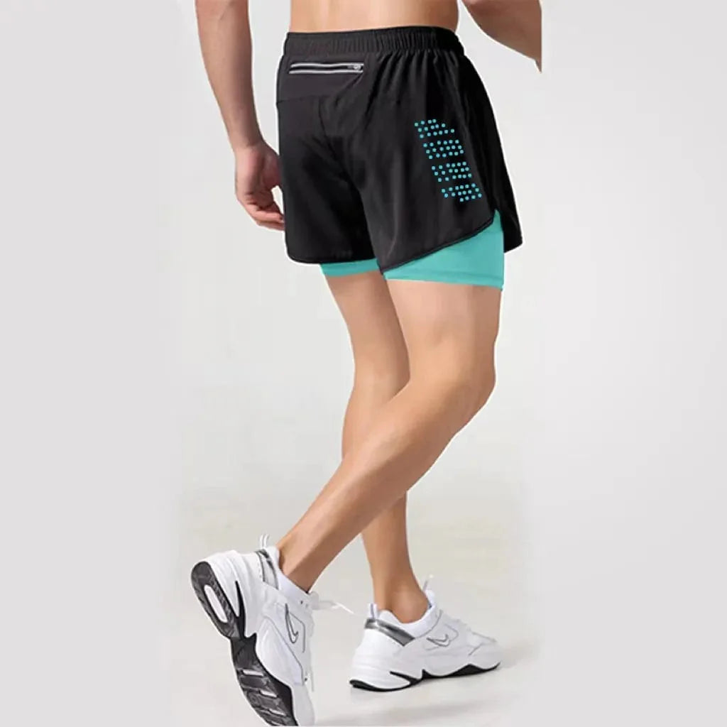 ANSDANK men's 2-in-1 running shorts with quick-dry fabric, suitable for gym training, jogging, and summer sportswear.